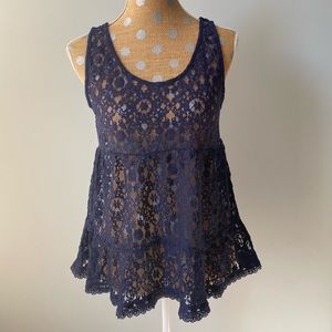 Navy Lace Tank